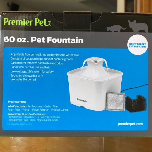 Pet Fountain 🐱 🐶 For Cats or Small Dogs ~by Premier Pets And 9 Extra Filters - Picture 3 of 8